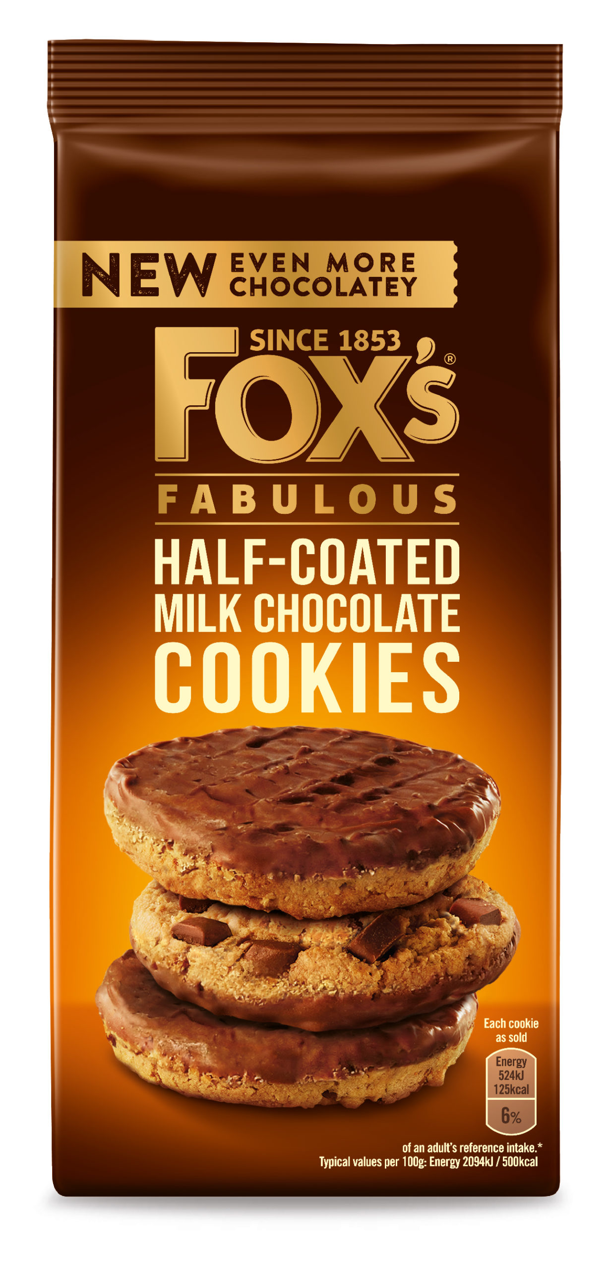 Fox Fabulous Half Coated Milk Chocolate Cookie