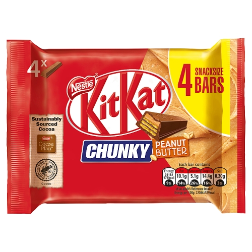 Kit Kat Chunky Peanut Butter Chocolate Bar Multipack 34g 4 Pack