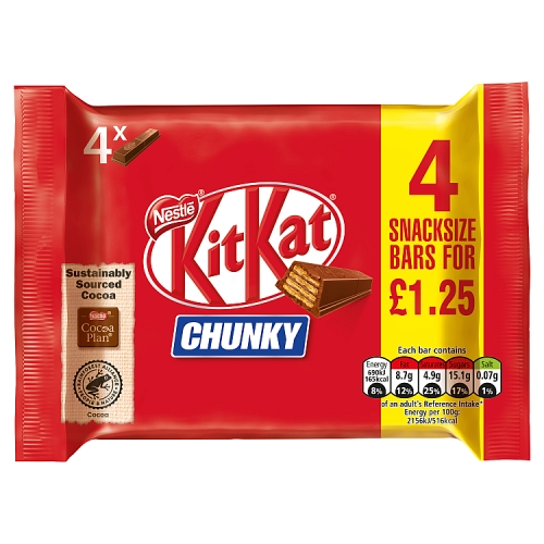 Kit Kat Chunky Milk Chocolate Bar Multipack 32g 4 Pack PMP £1.25