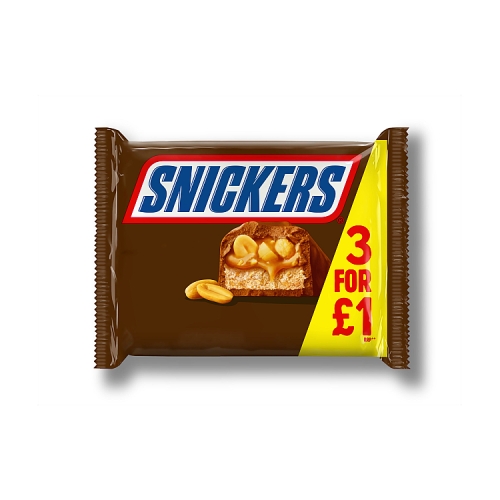 Snickers Caramel, Nougat, Peanuts & Milk Chocolate Bars Multipack £1 PMP 3 x 41.7g
