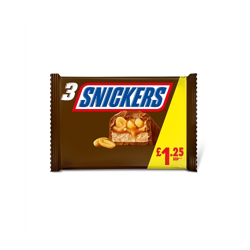 Snickers Caramel, Nougat, Peanuts & Milk Chocolate Bars Multipack £1.25 PMP 3 x 41.7g
