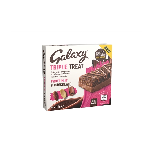 Galaxy Triple Treat Fruit & Nut Milk Chocolate Snack Bars Multipack 4 x 32g