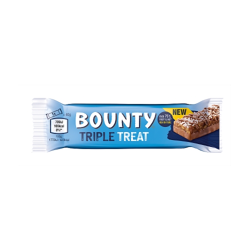 Bounty Triple Treat Fruit & Nut Milk Chocolate Snack Bar 40g