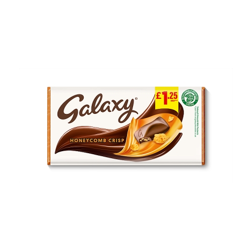 Galaxy Honeycomb Crisp Pieces & Milk Chocolate Block Bar 114g