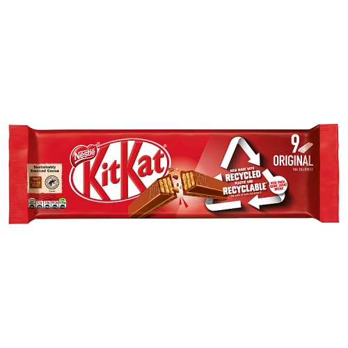 Kit Kat 2 Finger Milk Chocolate Biscuit Bar Multipack 9 Pack