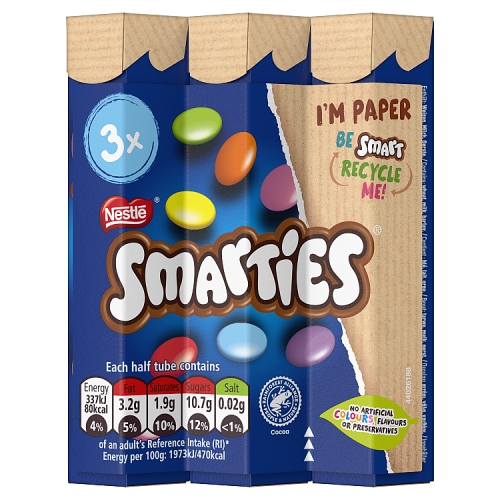 Smarties Milk Chocolate Tube Multipack 34g 3 Pack