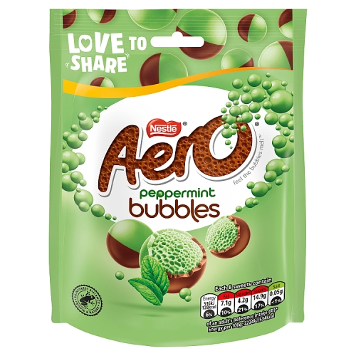 Aero Bubbles Peppermint Mint Chocolate Sharing Bag 92g