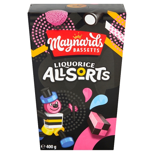 Maynards Bassetts Liquorice Allsorts Sweets Carton 400g.