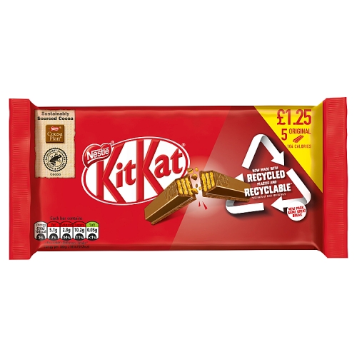 Kit Kat 2 Finger Milk Chocolate Biscuit Bar Multipack 5 Pack PMP £1.25