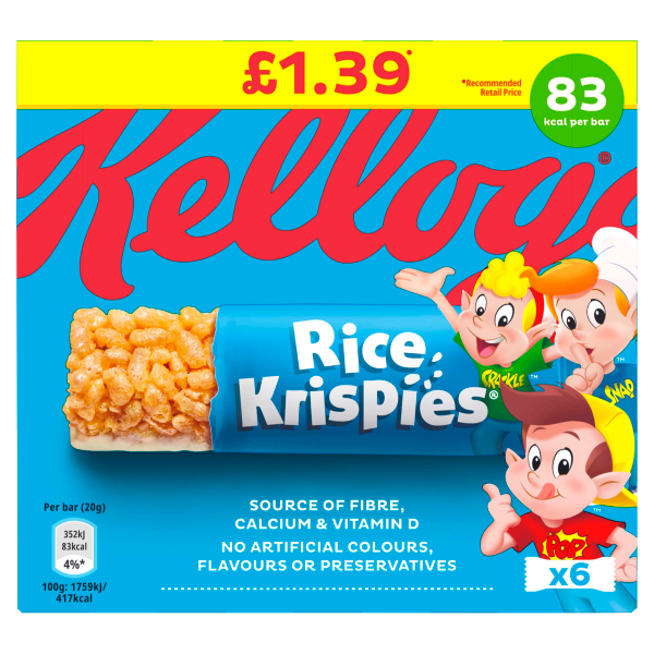 Kellogg’s Rice Krispies Cereal Bar PM £1.39 20g