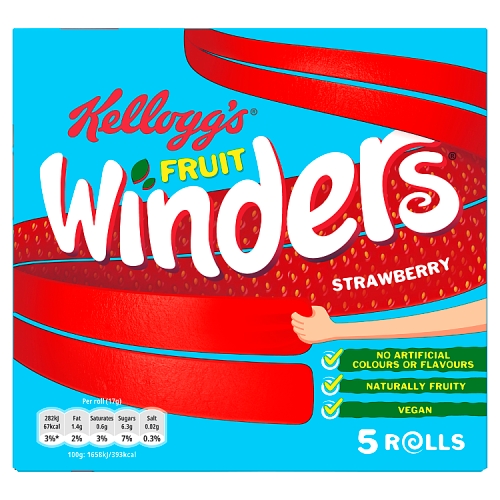 Kellogg’s Fruit Winders Strawberry Snack Rolls 5x17g