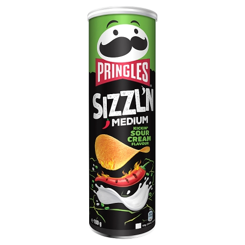 Pringle Sizzl’n Kickin’ Sour Cream Flavour Sharing Crisps 180g