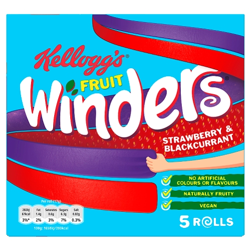 Kellogg’s Fruit Winders Doubles Strawberry & Blackcurrant Snack Rolls 5x17g