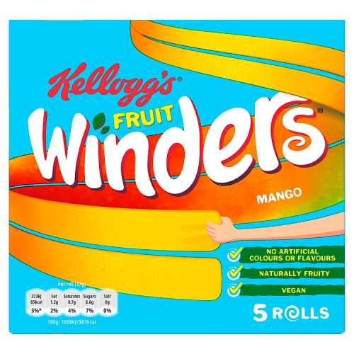Kellogg’s Fruit Winders Mango Snack Rolls 5x17g