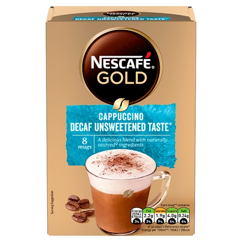 Nescafe Gold Cappuccino Decaf Unsweet Instant Coffee 8 x 15g Sachets