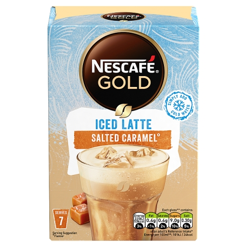 Nescafe Gold Salted Caramel Iced Latte Instant Coffee 7 x 14.5g Sachets