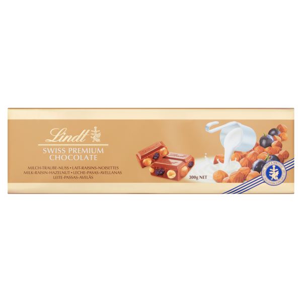 Lindt Swiss Premium Chocolate Milk-Raisin-Hazelnut 300g