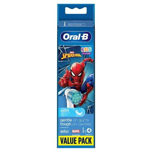 Oral-B Kids 4 Brush heads for Electric Tootbrush Spiderman