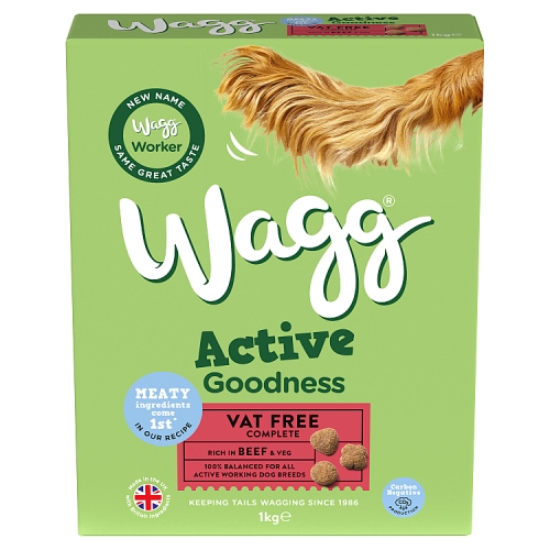 Wagg Active Goodness Vat Free Complete Rich in Beef & Veg Dry Dog Food 1kg