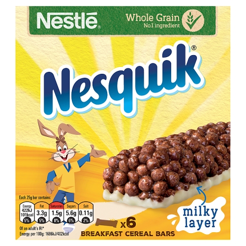 Nesquik Breakfast Cereal Bars Milky Layer 6x25g(150g)