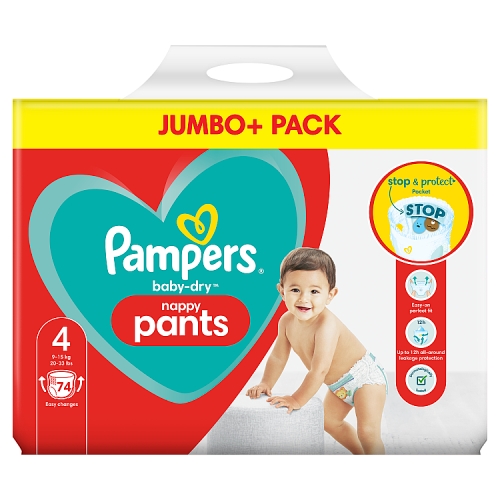 Pampers Baby-Dry Pants Size 4, 74 Nappies