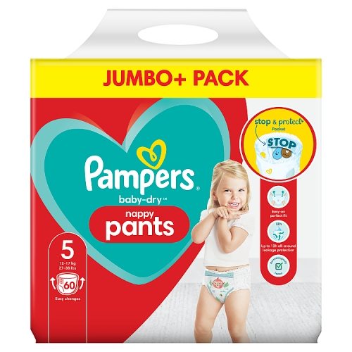 Pampers Baby-Dry Nappy Pants Size 5, 60 Nappies