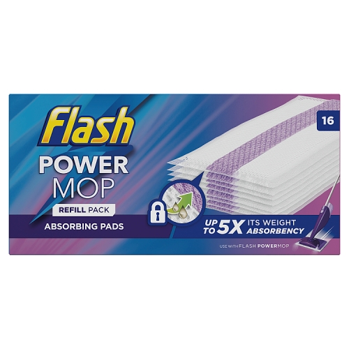 Flash Powermop Floor Cleaner 16 Absorbing refill pads