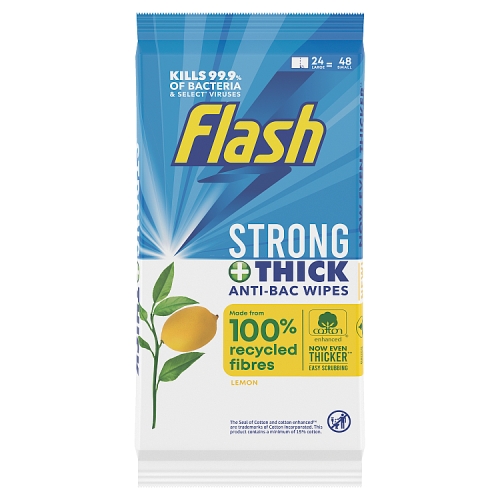 Flash Cleaning Wipes Antibacterial Lemon 24s