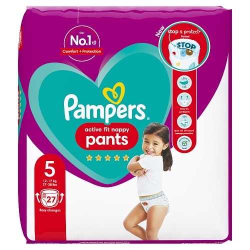 Pampers Active Fit Nappy Pants Size 5, 27 Nappies