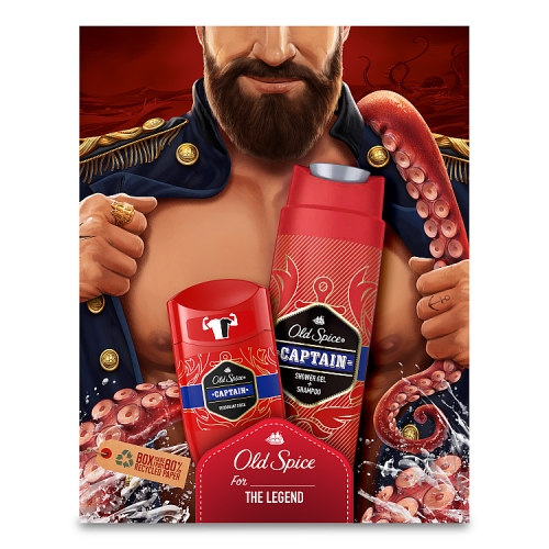 Old Spice Dark Captain Gift Set For Men With 2(50ml Stick & 250ml Shower Gel)Captain Products.