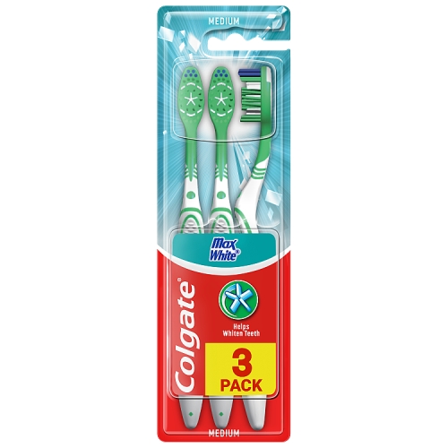 Colgate Max White Medium Toothbrush x3pck.