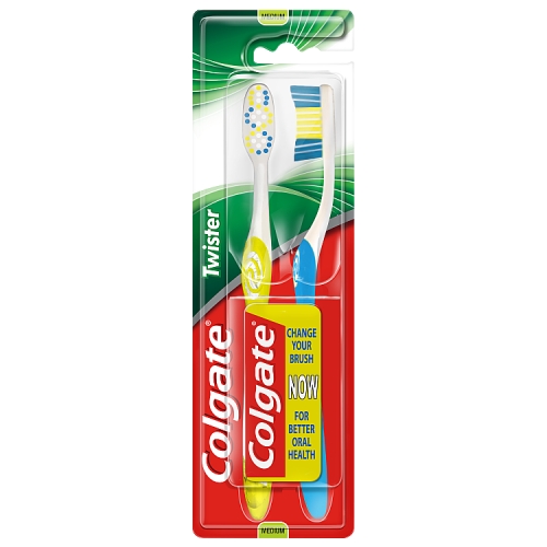 Colgate Twister Fresh Medium Toothbrush x2pck