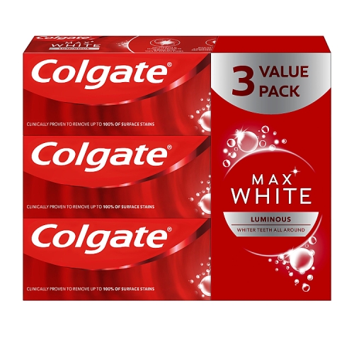 Colgate Max White Luminous Whitening Toothpaste Value Pack 3x75ml