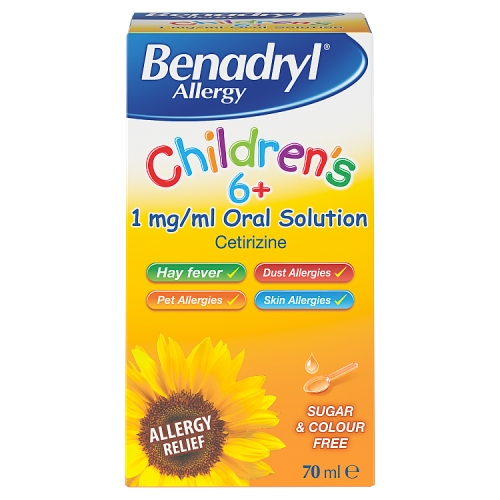 Benadryl Allergy Children’s 6+1mg/ml Oral Solution Banana Flavour 70ml.