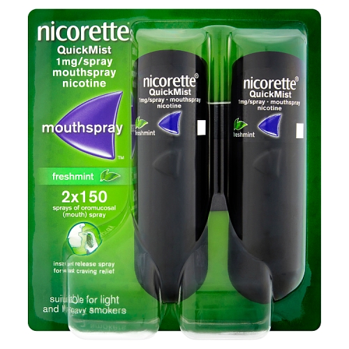 Nicorette QuickMist 1mg/spray Mouthspray Nicotine Freshmint 2×150 Sprays of Oromucosal.