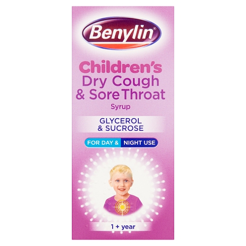 Benylin Children’s Dry Cough & Sore Throat Syrup 1+ Year 125ml.