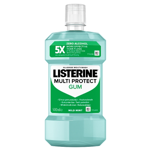 Listerine Multi Protect Gum Fluoride Mouthwash Mild Mint 500ml.