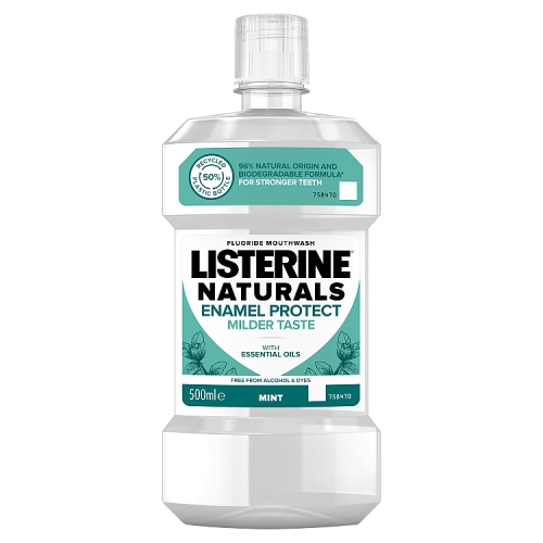 LISTERINE® Naturals Enamel Protect Fluoride Mouthwash Mint 500ml.