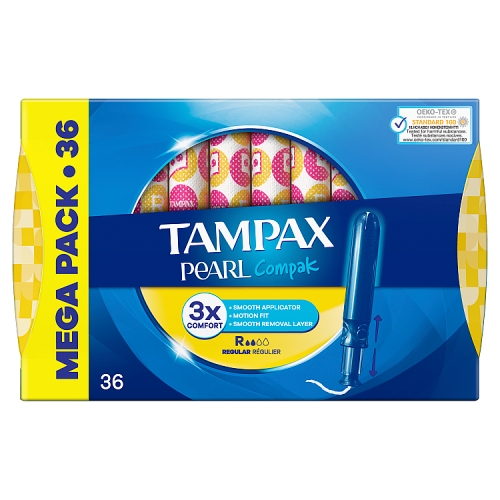 Tampax Pearl Compak Regular Tampons With Applicator X36.