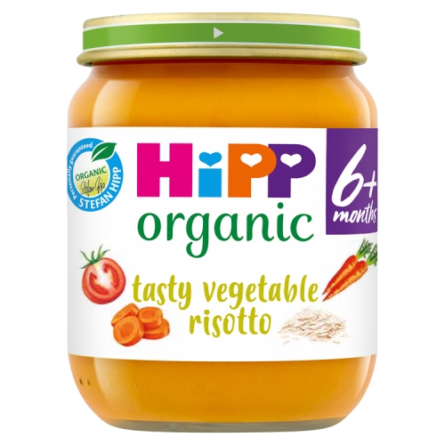 HiPP Organic Tasty Vegetable Risotto Baby Food Jar 6+ Months 125g.