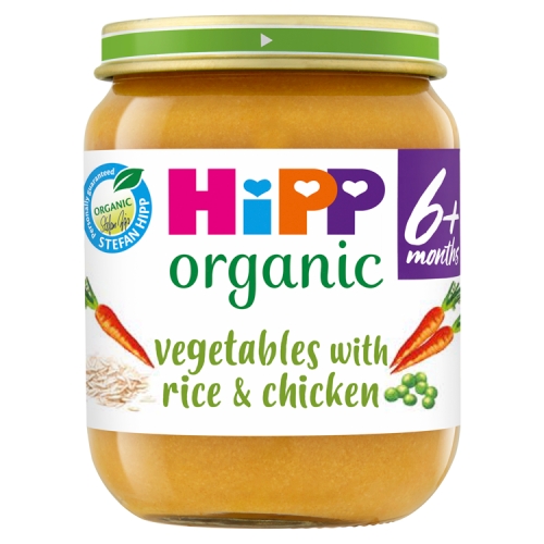 HiPP Organic Vegetables with Rice And Chicken Baby Food Jar 6+ Months 125g.