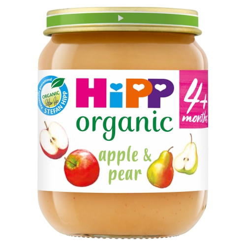 HiPP Organic Apple and Pear Baby Food Jar 4+ Months 125g.