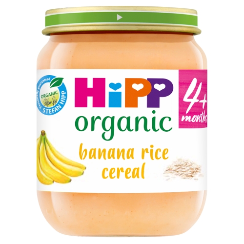 HiPP Organic Banana Rice Cereal Baby Food Jar 4+ Months 125g.