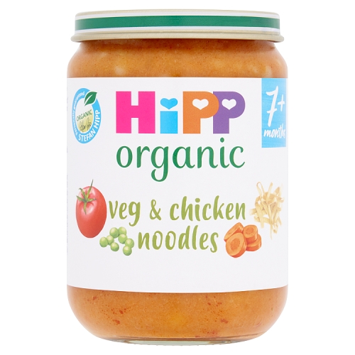 HiPP Organic Veg & Chicken Noodles Baby Food Jar 7+ Months 190g.