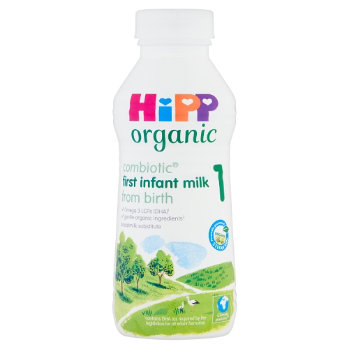 HiPP Organic 1 First Infant Baby Milk Ready to Feed Liquid Formula, From Birth, 470ml.