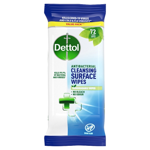 Dettol Antibacterial Cleansing Surface Wipes 72 Large Wipes.