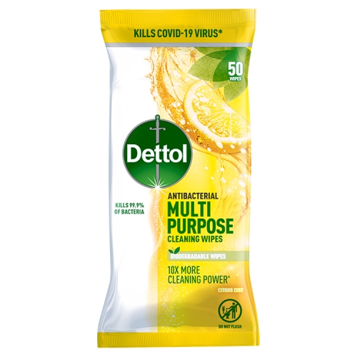 Dettol Antibacterial Multipurpose Cleaning Wipes Citrus Zest 50 Wipes.