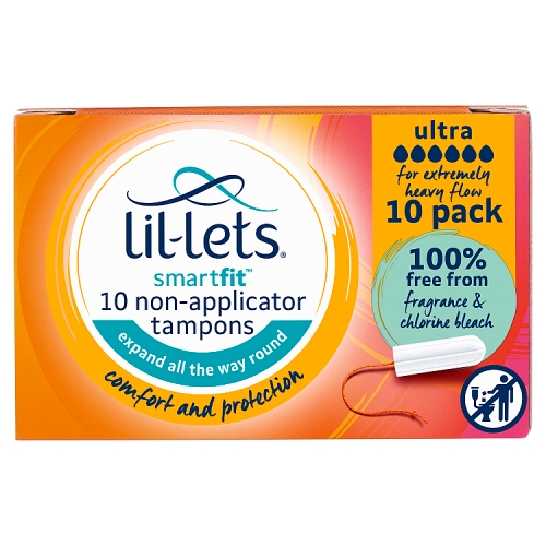 Lil-Lets Smartfit 10 Non-Applicator Tampons Ultra.