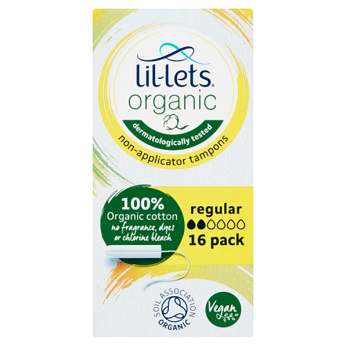 Lil-Lets 16 Organic Non-Applicator Tampons Regular.