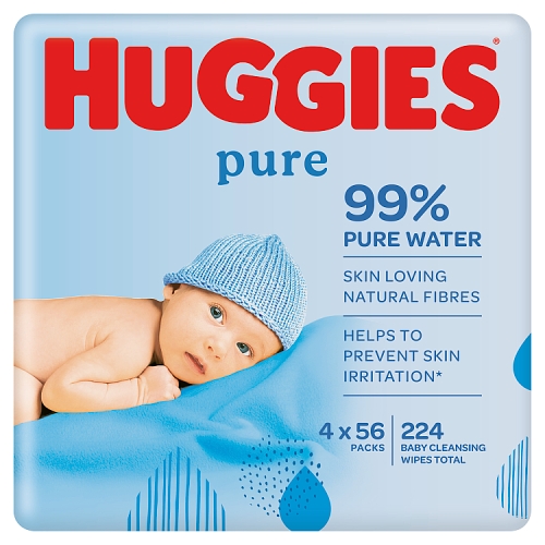 Huggies® Pure Baby Wipes-4 Packs(4×56 Wipes).